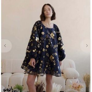 NWOT Arianne Elmy Good Luck Dress in Midnight Organza Size Medium